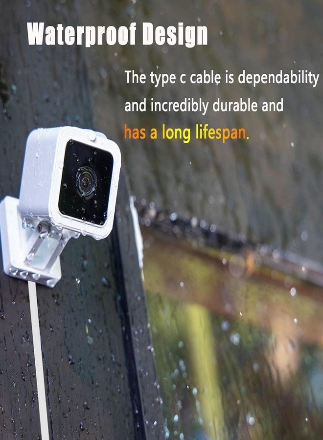 PDEEY كابل USB C بطول 25 قدم لكاميرا الأمن CCTV WiFi، سلك شحن تمديد نوع-C مسطح، مقاوم للماء - Image 4