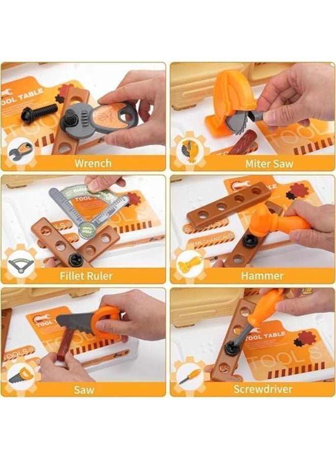 لعبة العيد للمهندس الصغير، طقم أدوات لعب واقعية، طاولة عمل للأطفال مع 53 قطعة ملحقات، مجموعة أدوات لعب تعليمية تناسب الأولاد والبنات من عمر 3 سنوات فما فوق - Image 4