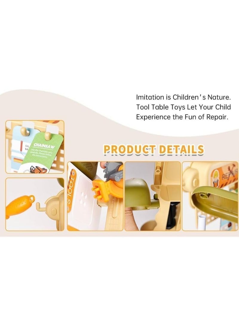 لعبة العيد للمهندس الصغير، طقم أدوات لعب واقعية، طاولة عمل للأطفال مع 53 قطعة ملحقات، مجموعة أدوات لعب تعليمية تناسب الأولاد والبنات من عمر 3 سنوات فما فوق - Image 2