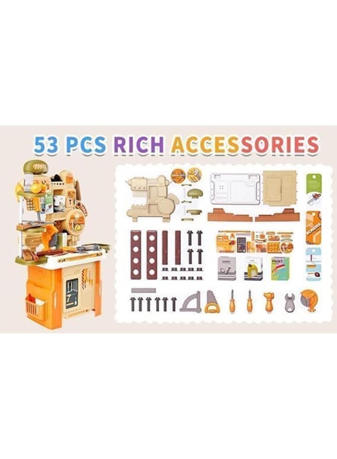 لعبة العيد للمهندس الصغير، طقم أدوات لعب واقعية، طاولة عمل للأطفال مع 53 قطعة ملحقات، مجموعة أدوات لعب تعليمية تناسب الأولاد والبنات من عمر 3 سنوات فما فوق - Image 5