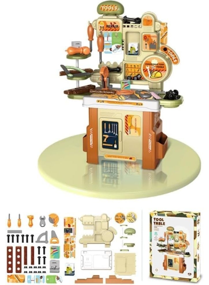لعبة العيد للمهندس الصغير، طقم أدوات لعب واقعية، طاولة عمل للأطفال مع 53 قطعة ملحقات، مجموعة أدوات لعب تعليمية تناسب الأولاد والبنات من عمر 3 سنوات فما فوق - Image 3