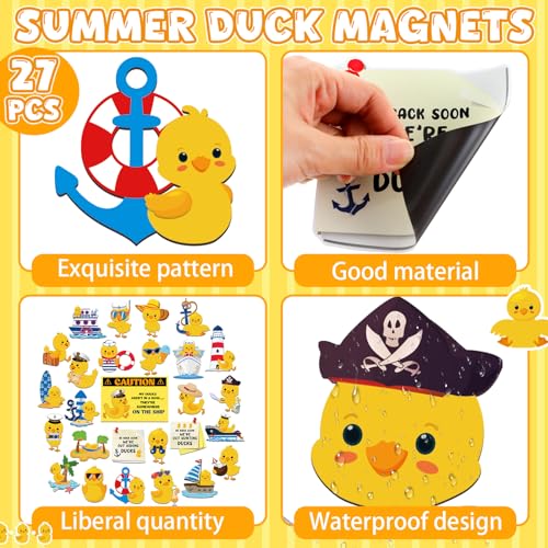 Watersay 27 Pcs Duck Cruise Door Magnet Decorations Ducky Magnetic Stickers Decals Reusable Funny Carnival Cruise Ship Cabin Magnet for Door Decor Car Fridge Refrigerator(Classic) - Image 5
