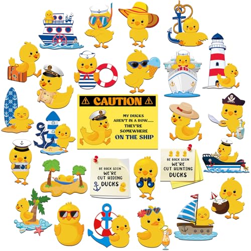 Watersay 27 Pcs Duck Cruise Door Magnet Decorations Ducky Magnetic Stickers Decals Reusable Funny Carnival Cruise Ship Cabin Magnet for Door Decor Car Fridge Refrigerator(Classic) - Image 1