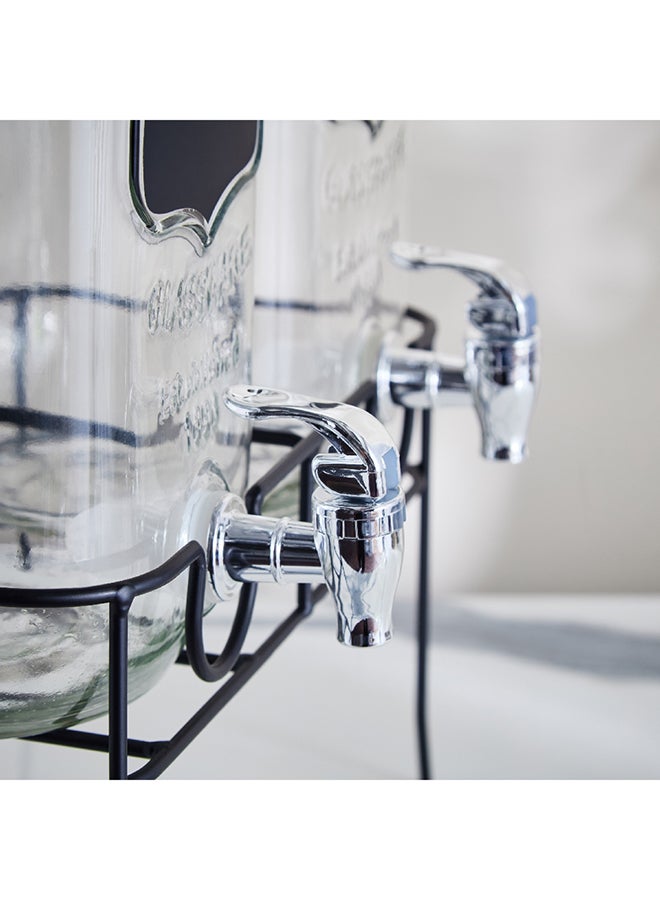Home Box Crysta 3-Piece Twin Glass Beverage Dispenser Set with Stand 4 L - Image 3