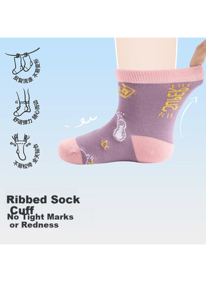 Jiusuiban Children's Baby Socks Girls Dry Breathable Class A Seamless Cotton Socks High Elastic Soft Mid-calf Socks For Toddlers And Kids