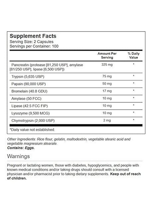 Vitacost Brand Vitacost Synergy Mega Digestive Enzymes with Pancreatin 10X -- 200 Capsules - Image 2