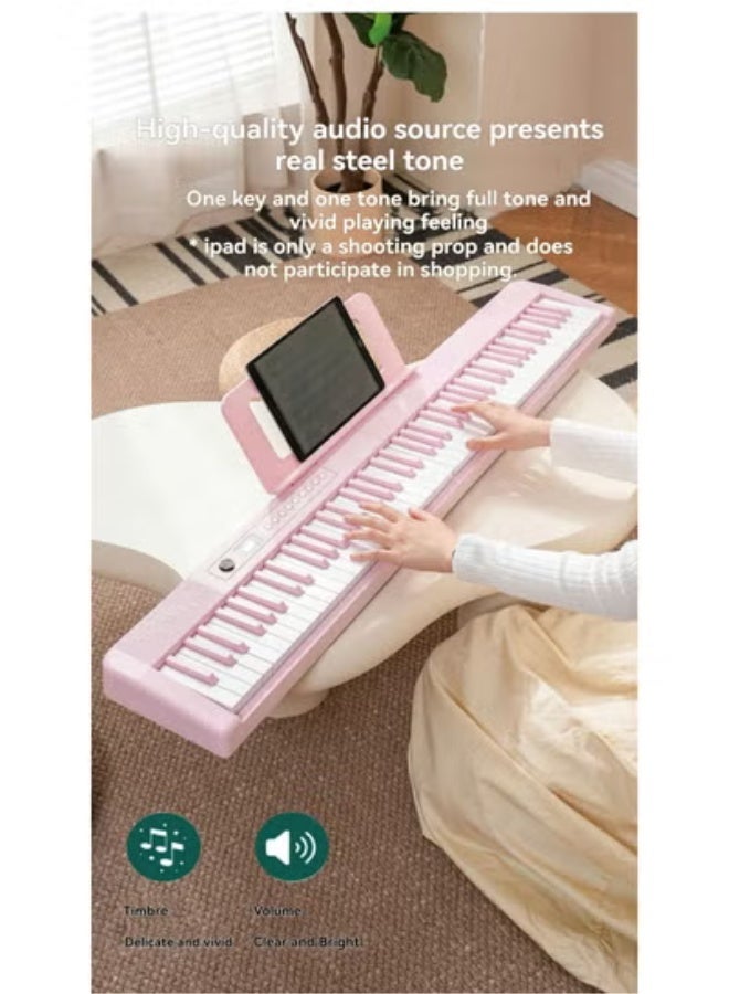 والالا بيانو ذكي MIDI قابل للطي بالحجم الكامل للمبتدئين والبالغين، بيانو إلكتروني محمول متعدد الوظائف قابل لإعادة الشحن مع دواسة استدامة للبيانو الإلكتروني 88 مفتاحًا وحقيبة بيانو، سماعات أذن كبيرة، دواسة استدامة، مشبك موسيقى، قماش بيانو، غطاء بيانو 88، ورقة موسيقية 88، كابل OTG، كابل صوت، وردي 3.8 كجم - Image 4