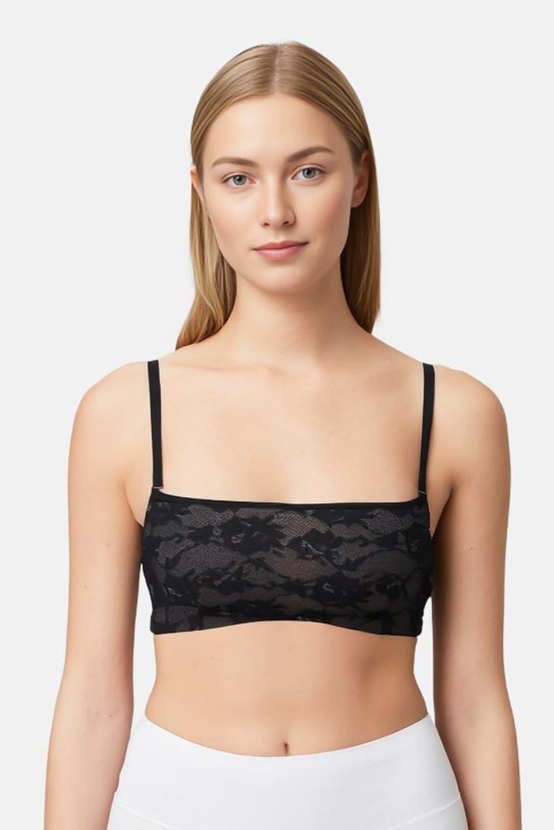 TRIUMPH Women Floral Print Padded Underwired Bra, Black  - Image 1