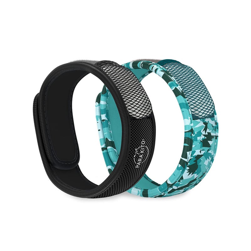 PARA'KITO Mosquito Repellent Bonus Pack - 2 Wristbands | 2 Refills (Turquoise + Foliage) - Image 1