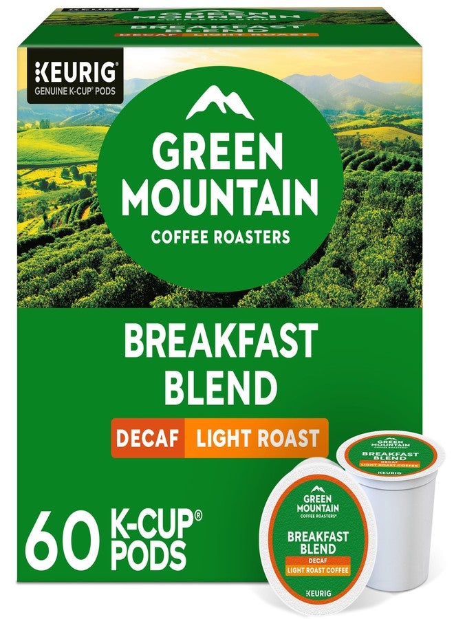Green Mountain Coffee Roasters قهوة جرين ماونتن كوفي روسترز مزيج الإفطار منزوع الكافيين، كبسولات كيوريج للاستخدام الفردي، قهوة محمصة خفيفة، 60 كبسولة، (6 عبوات من 10 كبسولات) - Image 1