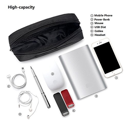 ERCRYSTO Universal Electronics/Accessories Soft Carrying Case Bag, Durable & Light-weight,Suitable for Out-going, Business, Travel and Cosmetics Kit (Small-Black) - Image 4