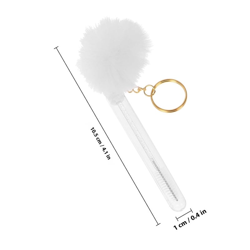 5pcs Eyelash Brush and Brow Comb Set with Plush Ball Keychain, Spiral Lash Wands for Lash Cleaning and Makeup Application, Portable Eye Makeup Accessory - Image 2