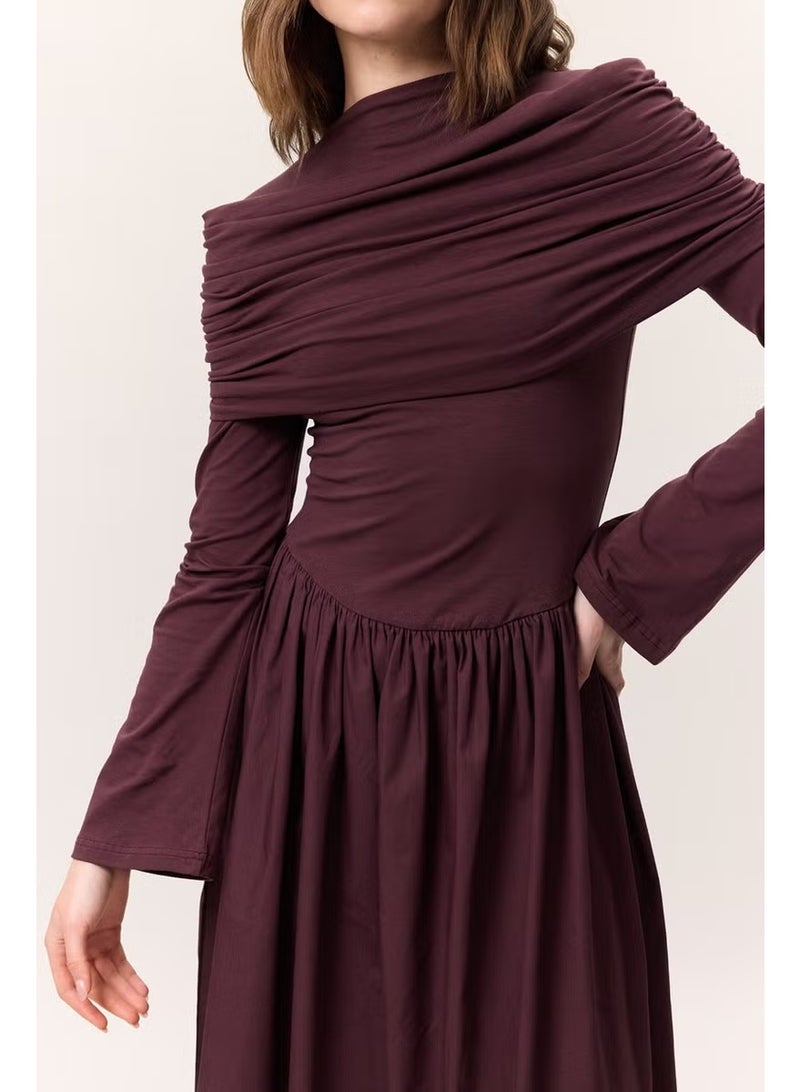 Manuka Draped Long Sleeve Dress - Image 4