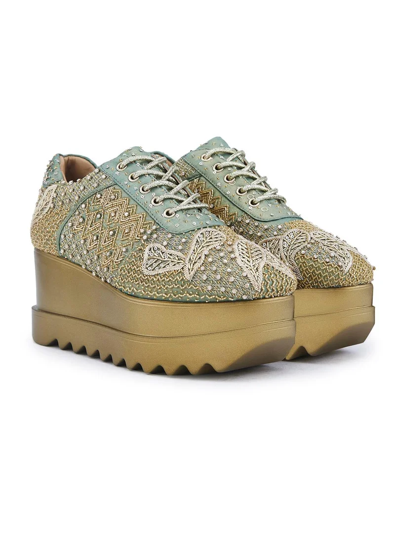 Anaar Anaar Gaia WEDGE SNEAKERS, Womens Festive, Special Occasion and Partywear Premium Shoes
