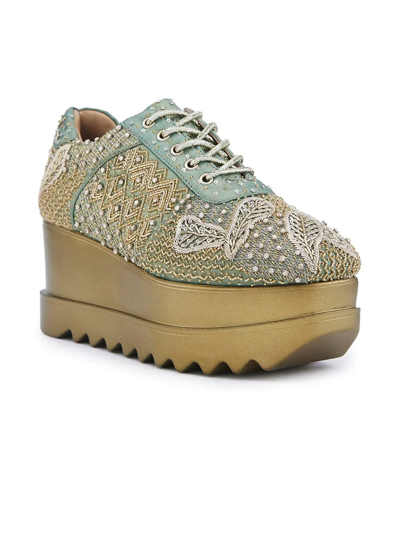 Anaar Anaar Gaia WEDGE SNEAKERS, Womens Festive, Special Occasion and Partywear Premium Shoes