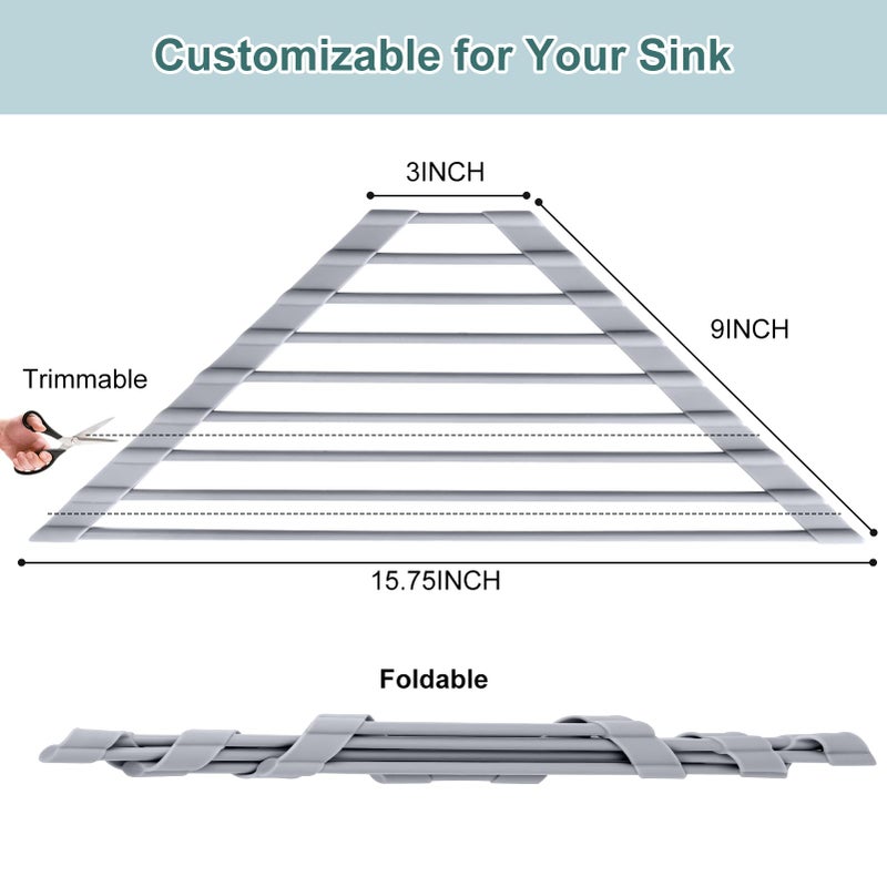 MERRYBOX Triangle Roll Up Dish Drying Rack Over The Sink, 2025 Anti-Rust Sink Drying Rack with Full Silicone Wrapped for Top of Corner, Anti-Slip Organizer for Kitchen - Image 2