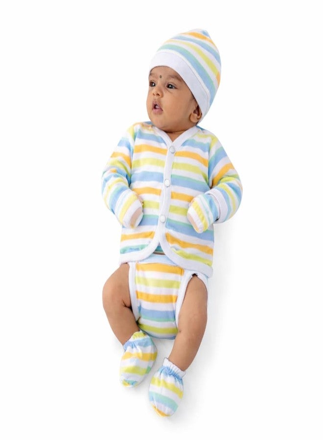 ZIKKU 100% Cotton Newborn Baby Gift Set for 0-6 Months | Soft Infant Clothing Combo for Diwali, Baby Shower, Mundan | Cotton Jabla Nappy Set - Image 1