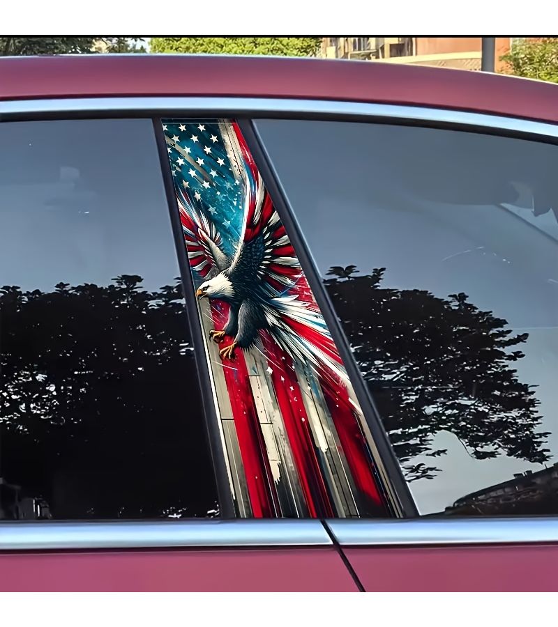 2pcs Patriotic American Flag Eagle Car Stickers Style2 Durable Vinyl Self Adhesive Bumper Stickers For Car Wall Window - Image 3