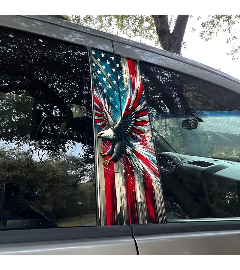 2pcs Patriotic American Flag Eagle Car Stickers Style2 Durable Vinyl Self Adhesive Bumper Stickers For Car Wall Window - Image 4