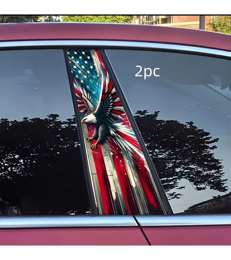 2pcs Patriotic American Flag Eagle Car Stickers Style2 Durable Vinyl Self Adhesive Bumper Stickers For Car Wall Window - Image 5
