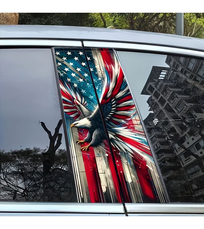 2pcs Patriotic American Flag Eagle Car Stickers Style2 Durable Vinyl Self Adhesive Bumper Stickers For Car Wall Window - Image 1