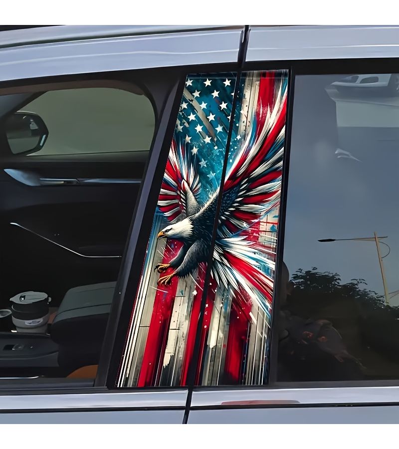 2pcs Patriotic American Flag Eagle Car Stickers Style2 Durable Vinyl Self Adhesive Bumper Stickers For Car Wall Window - Image 2