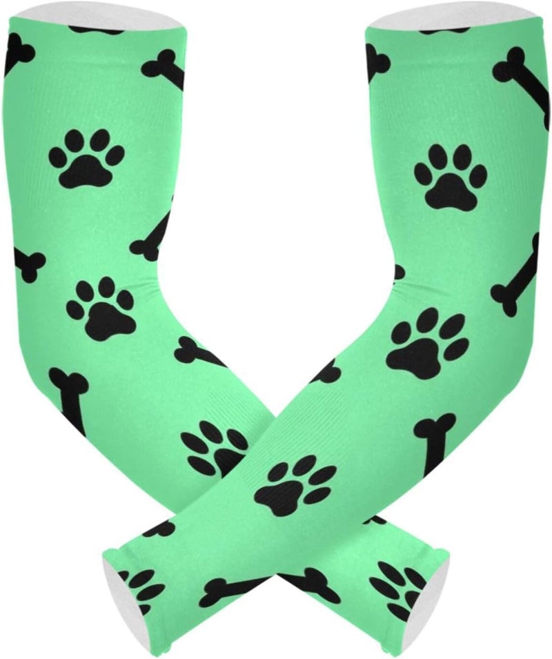 KLL Dog Cat Paw Print Pattern cooling tattoo cover up UV protection gardening sleeves for tattoo cover anti-run - Image 1