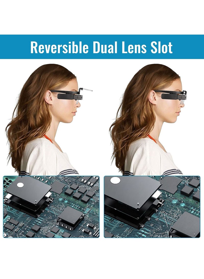 SYOSI نظارات مكبرة SYOSI مع ضوء، نظارات مكبرة مثبتة على الرأس مع 3 عدسات قابلة للفصل للعمل القريب، هواية المجوهرات، الحرف، إصلاح الساعات والإلكترونيات، من 1X إلى 2.5X - Image 4