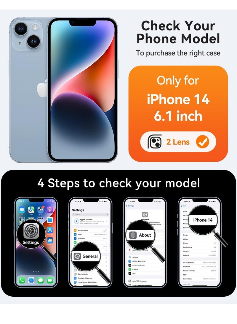 ثسؤشسث غطاء مغناطيسي لجهاز آيفون 14 (6.1 بوصة) متوافق مع MagSafe [حماية كاملة للكاميرا]، غطاء حماية شفاف غير لامع ونحيف مقاوم للصدمات، أسود - Image 2