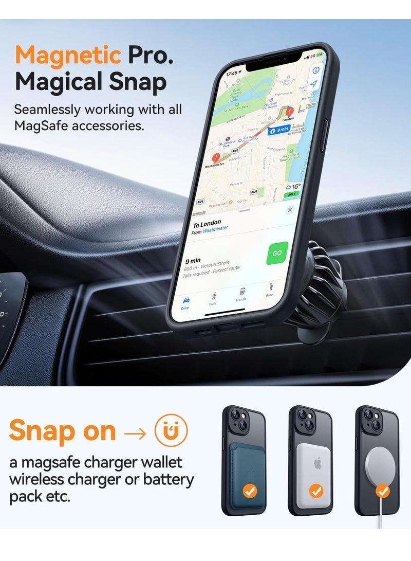 ثسؤشسث غطاء مغناطيسي لجهاز آيفون 14 (6.1 بوصة) متوافق مع MagSafe [حماية كاملة للكاميرا]، غطاء حماية شفاف غير لامع ونحيف مقاوم للصدمات، أسود - Image 4