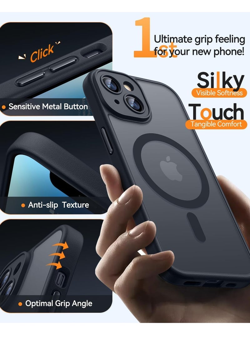 ثسؤشسث غطاء مغناطيسي لجهاز آيفون 14 (6.1 بوصة) متوافق مع MagSafe [حماية كاملة للكاميرا]، غطاء حماية شفاف غير لامع ونحيف مقاوم للصدمات، أسود - Image 5