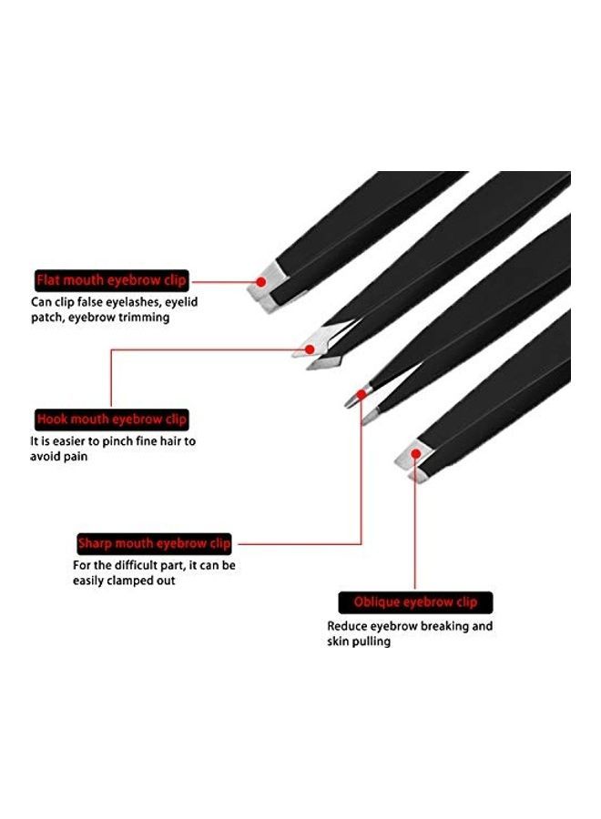 NIBEMINENT 8-Piece Eyebrow Tweezer Set Black/Silver - Image 4