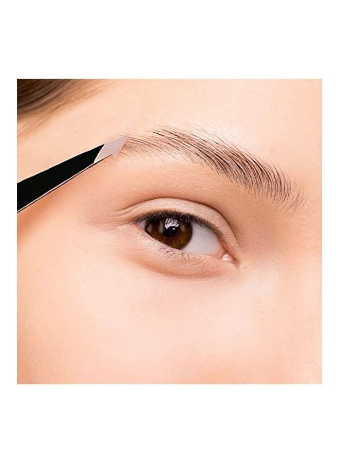 NIBEMINENT 8-Piece Eyebrow Tweezer Set Black/Silver - Image 3