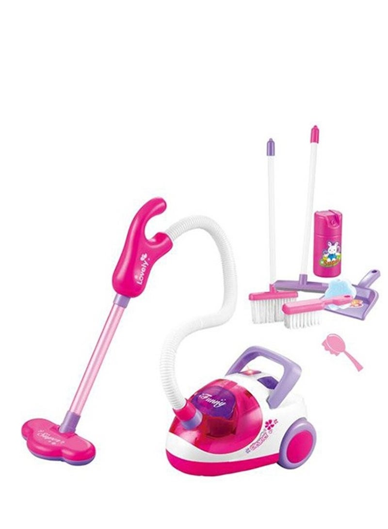 كيكو مكنسة كهربائية بمؤثرات ضوئية وصوتية، لعبة أطفال، مجموعة منزلية مع مكنسة ومجرفة وإكسسواراتها، متعددة الألوان - Image 1