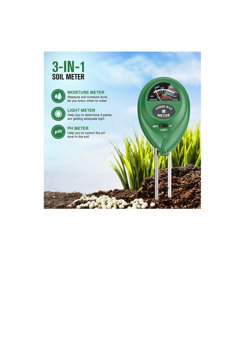 Atree Soil pH Meter, 3-in-1 Soil Tester Kits with Moisture,Light and PH Test for Garden, Farm, Lawn, Indoor & Outdoor (No Battery Needed) - Image 2