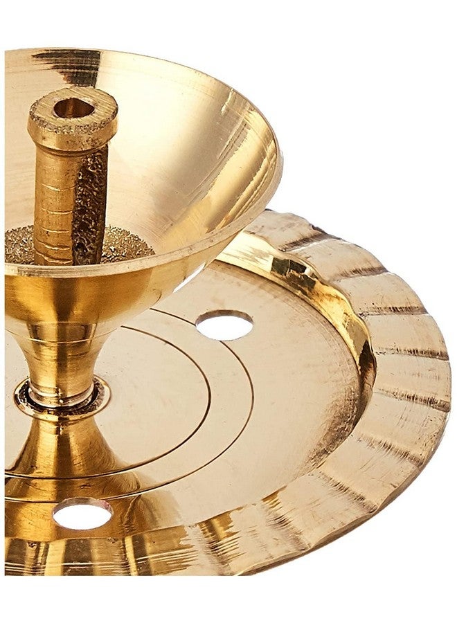 Klassic شمعة كلاسيك نافجيوتي 4 بوصة صغيرة مع غطاء زجاجي بوروسيليكات للمعبد، مصباح زيت زخرفي من النحاس والزجاج مع غطاء زجاجي للصلاة، شمعة زجاجية أسطوانية من النحاس (عبوة من 2، ذهبية) - Image 5