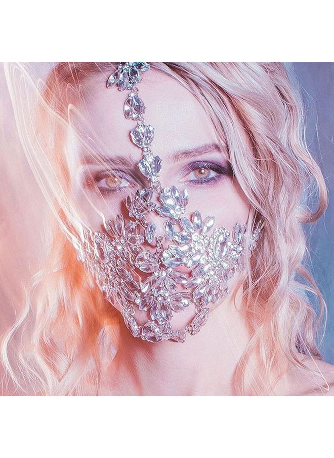 STONEFANS STONEFANS Crystal Party Face Mask Chain for Women, Rhinestone Mask Chain Sparkly Masquerade Party Jewelry Decorations  - Image 4
