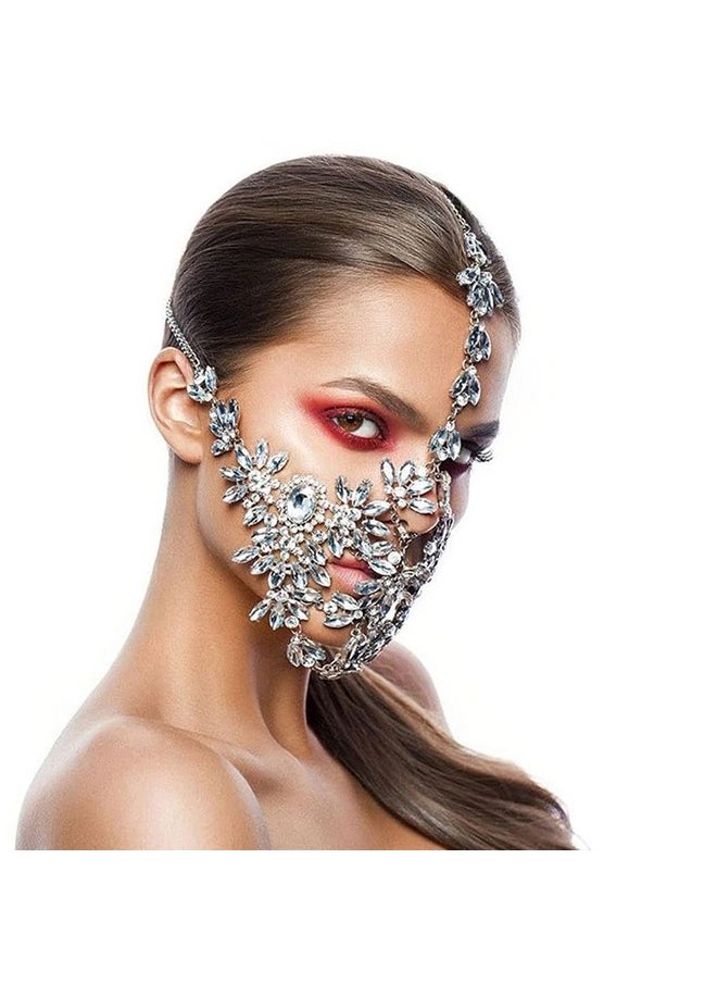 STONEFANS STONEFANS Crystal Party Face Mask Chain for Women, Rhinestone Mask Chain Sparkly Masquerade Party Jewelry Decorations  - Image 1