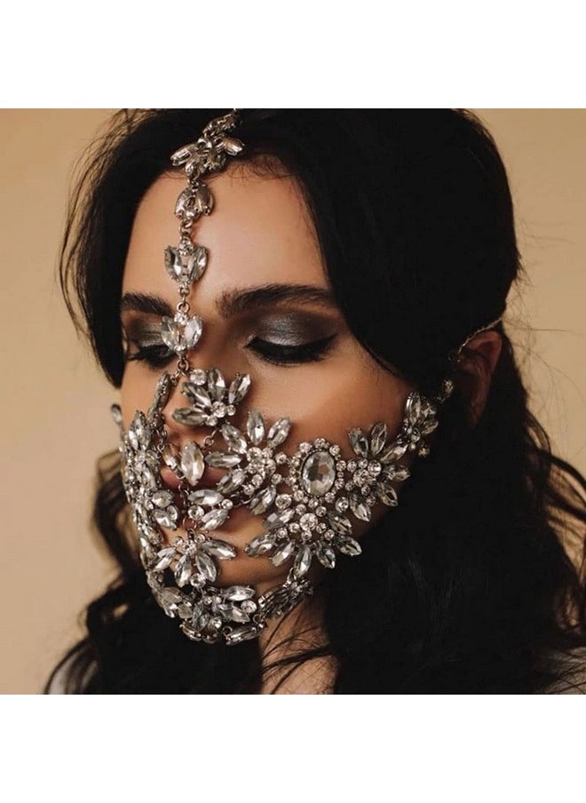 STONEFANS STONEFANS Crystal Party Face Mask Chain for Women, Rhinestone Mask Chain Sparkly Masquerade Party Jewelry Decorations  - Image 3
