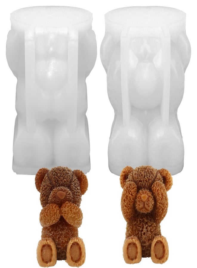 KH866 Set of 2 Bear Silicone Molds, 2 Bears Silicone Candle Molds for Party Chocolate, Suitable fit for Resin DIY - Image 1