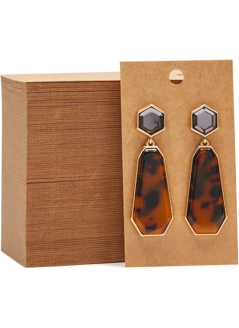 Atmiyamart Atmiyamart Rectangle tag Handmade Precuts Holes Kraft Decorative Jewelry Display Card Earring and Bracelet Jewelry Display Cards Kraft Hanging Earring Cards 2 x 35 inch Pack of 50  - Image 1