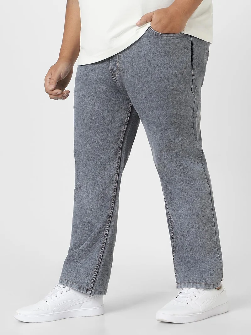 Urbano Fashion  Urbano Plus Men's Grey Regular Fit Washed Jeans Stretchable  | Best Price UAE