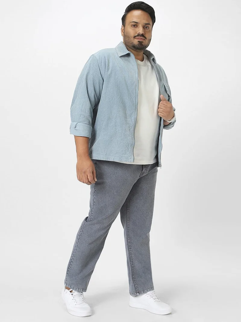 Urbano Fashion  Urbano Plus Men's Grey Regular Fit Washed Jeans Stretchable  | Best Price UAE