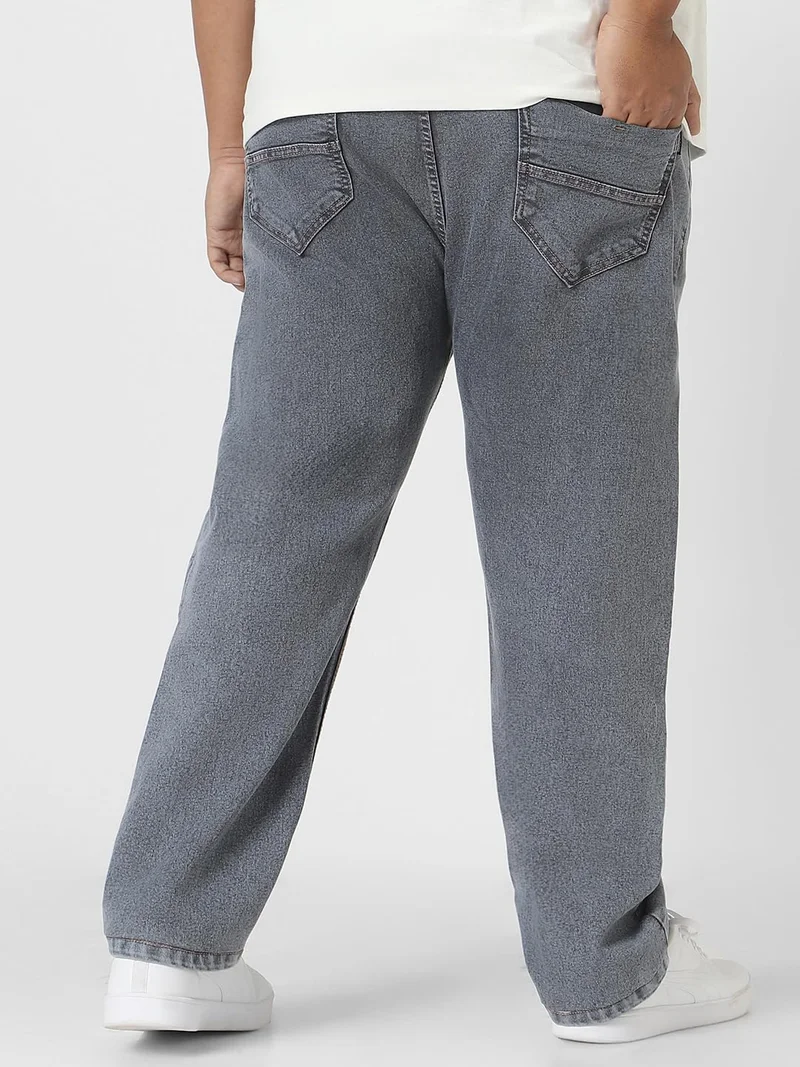Urbano Fashion  Urbano Plus Men's Grey Regular Fit Washed Jeans Stretchable  | Best Price UAE