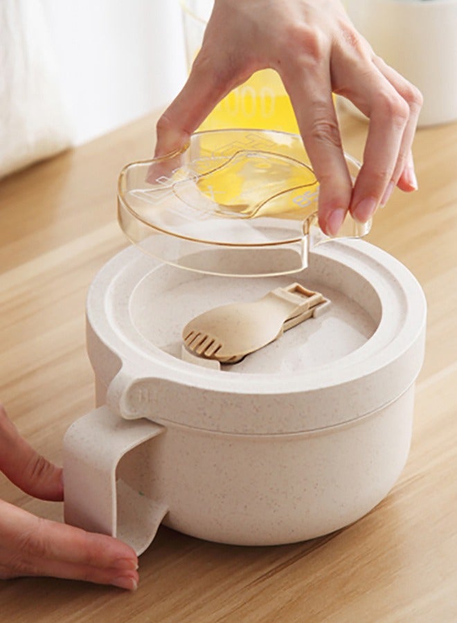 Beram Wheat Straw Lunch Bowl, Soup Mugs with Lids, 850ml, Microwavable Box, Travel Food Containers, Insulated Bento Boxes with Spoons  - Image 2