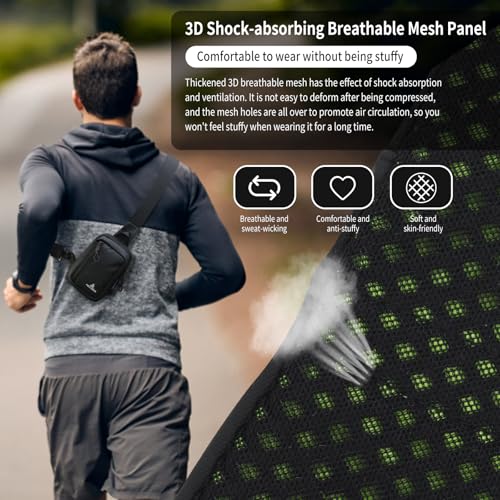 Peicees Small Crossbody Bag for Men Women Mini Sling Bag Travel Running Phone Daypack Cross Body Shoulder Bags with Keyholder, Black - Image 3