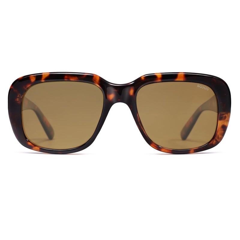 SOJOS Classic Thick Rectangle Polarized Sunglasses for Women Men Trendy 90s Square Frame Shades SJ2635,(Brown Tortoise Frame/Brown Lens) - Image 1