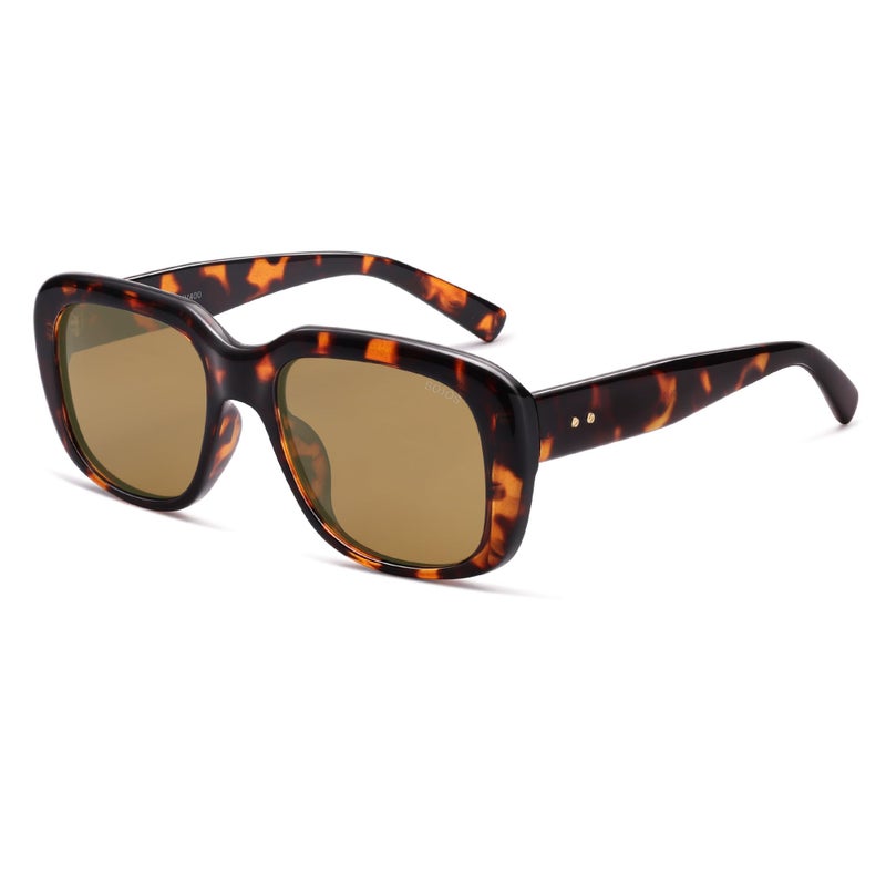 SOJOS Classic Thick Rectangle Polarized Sunglasses for Women Men Trendy 90s Square Frame Shades SJ2635,(Brown Tortoise Frame/Brown Lens) - Image 3