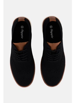 Algspar Men Brand Logo Lace Up Casual Shoes, Black  - Image 2