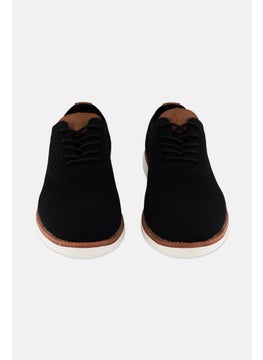 Algspar Men Brand Logo Lace Up Casual Shoes, Black  - Image 4